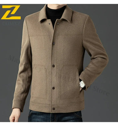 2025 Winter Wool Jacket Male New High Fashion Business Casual Thickening Coat Classic Business Style Windproof Warm TrenchCoat