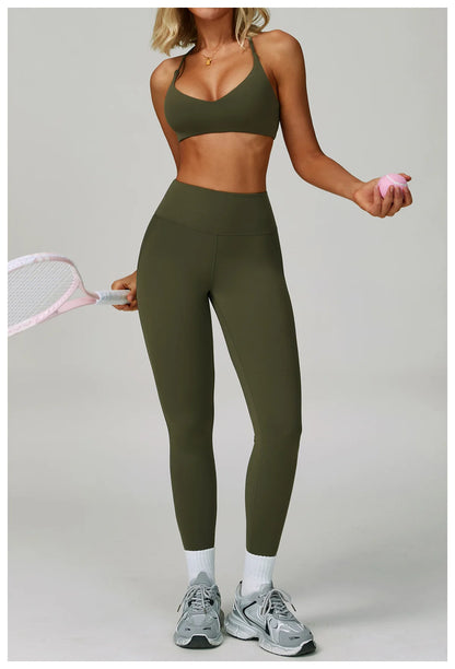 2 Piece Set Women's Tracksuit Fitness Clothes Yoga Sets Sportswear Workout Bra High Waist Leggings Set Gym Clothing Sports Suits