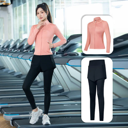 Conjunto de 2 piezas de traje de yoga para mujer, para correr, deportes, gimnasio, correr por la mañana, primavera, verano, ropa profesional de secado rápido, moda de otoño, fitness
