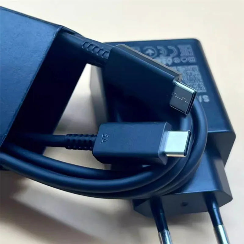 Cargador Samsung EP-T4510 de 45 W PD, carga súper rápida para Galaxy S25 Ultra Plus S24 S23 A56 C55, adaptador EU/EE. UU./Reino Unido, cable tipo C de 1,8 m.