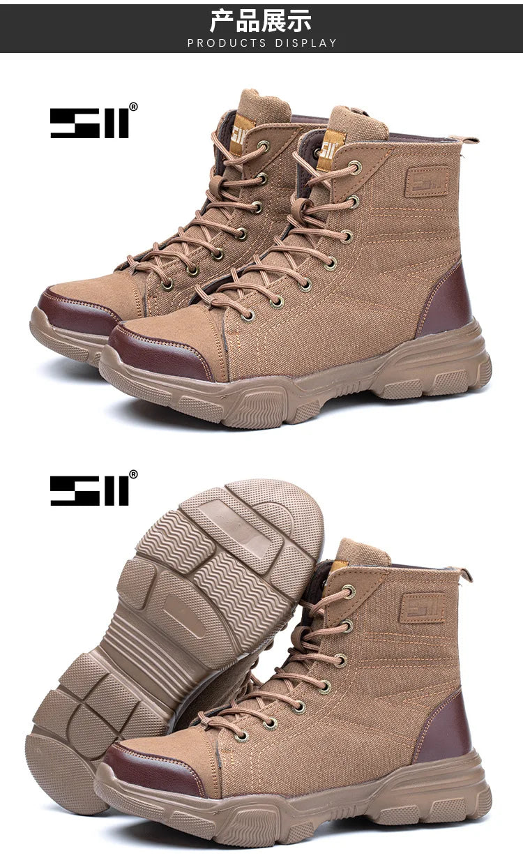 Botas de trabajo nuevas, indestructibles, zapatos de seguridad anti-aplastamiento, zapatos con puntera de acero para hombre, zapatillas a prueba de pinchazos, zapatos de trabajo antideslizantes.