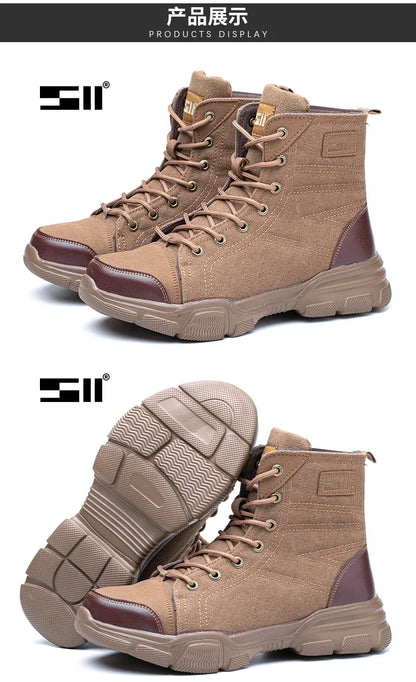 Botas de trabajo nuevas, indestructibles, zapatos de seguridad anti-aplastamiento, zapatos con puntera de acero para hombre, zapatillas a prueba de pinchazos, zapatos de trabajo antideslizantes.