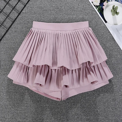 Minifalda con volantes escalonados, cintura alta, capas sueltas, falda corta de gasa, verano primavera, para mujer, atuendo suave de chica hada
