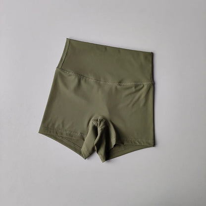 Pantalones cortos deportivos de yoga, ajustados, elásticos, de tres piezas, con cintura alta, realce de cadera y secado rápido.