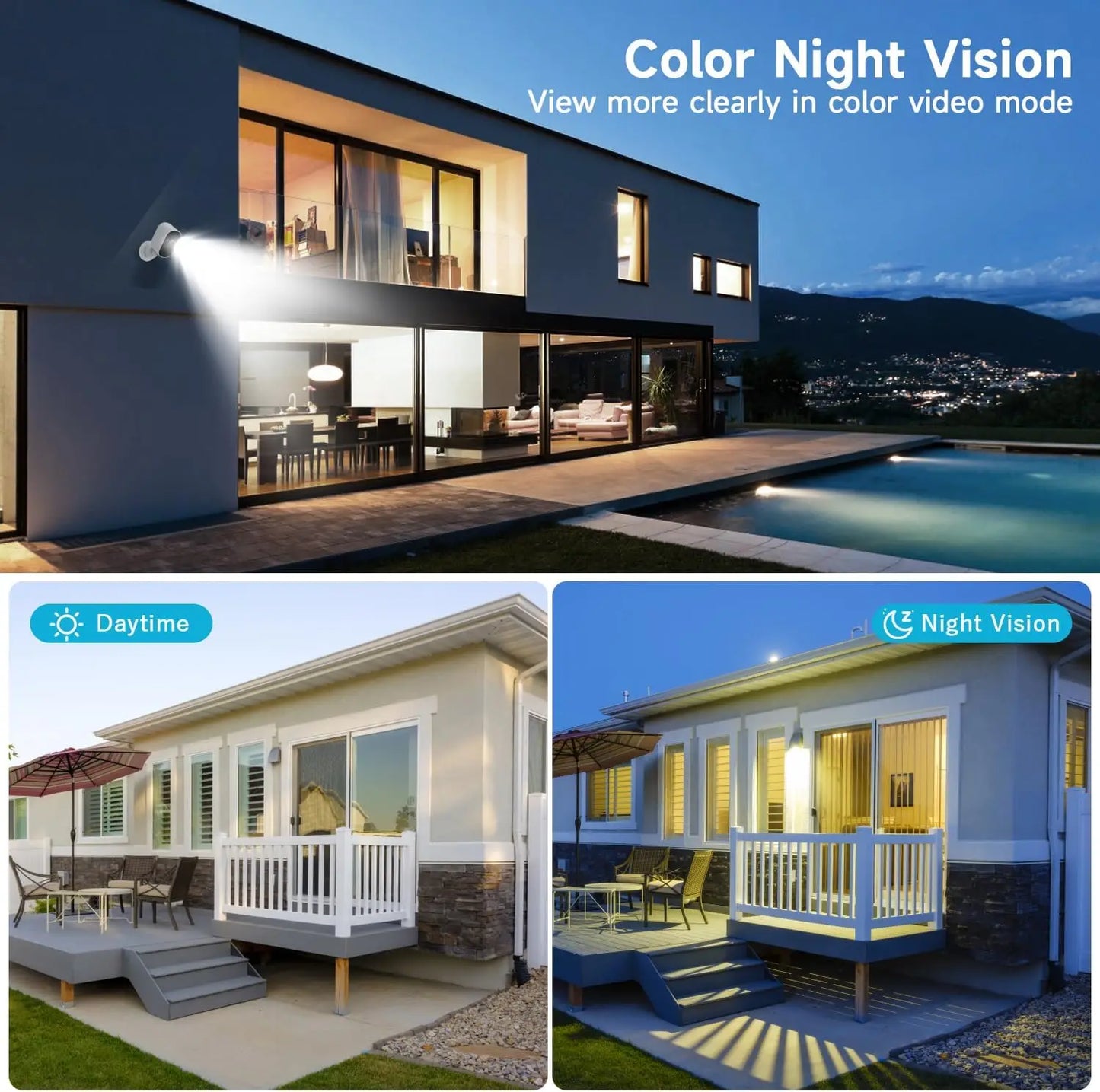 Cámara de seguridad solar XVIM de 4 MP con WiFi inalámbrico, 4 MP, alimentada por batería solar, protección para vigilancia doméstica HD