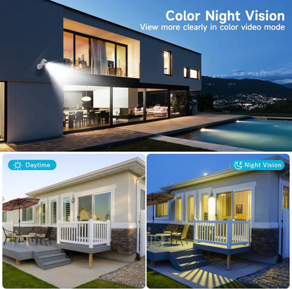 Cámara de seguridad solar XVIM de 4 MP con WiFi inalámbrico, 4 MP, alimentada por batería solar, protección para vigilancia doméstica HD