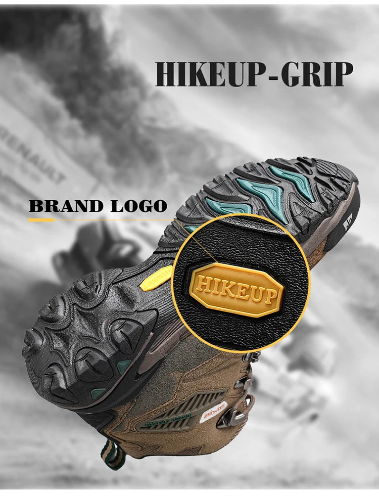 Botas de invierno HIKEUP para hombre, botas de senderismo para exteriores, de ante, de caña alta, impermeables, tácticas, de combate, militares.