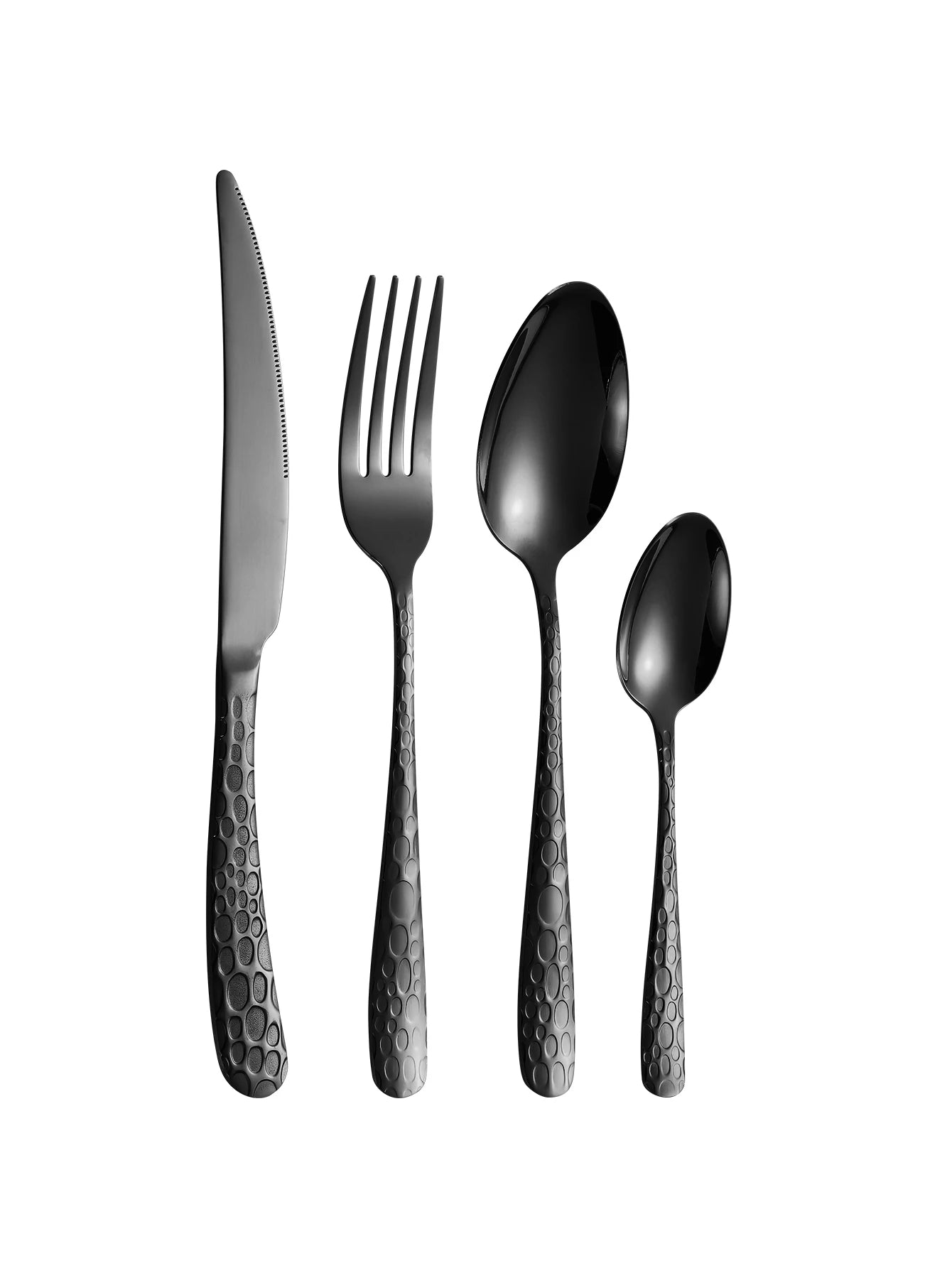Juego de cubiertos de acero inoxidable negro de 4/6/16/24 piezas, cuchillo, tenedor y cuchara, utensilios de cocina para el hogar, vajilla para cenas navideñas
