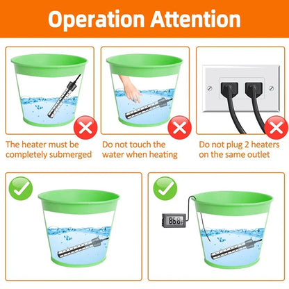 Calentador de agua de inmersión, calentador de piscina de 1500 W con control de interruptor, calentador de bañera con control inteligente de temperatura, enchufe estadounidense