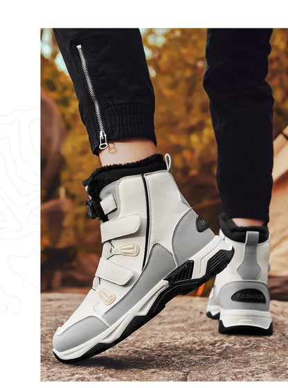 Botas de nieve impermeables para hombre, con entresuela, cálidas, para exteriores, antideslizantes y resistentes a la abrasión.