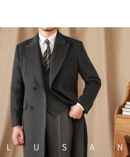 Abrigo Chester de lana 50% para hombre - 800 g. Chaqueta de campo retro cruzada de otoño/invierno.