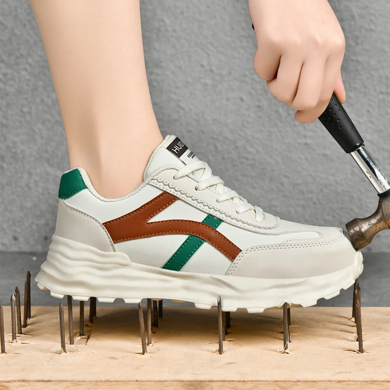 Zapatos de seguridad de moda para mujer, botas con puntera de acero, zapatillas de trabajo antipinchazos, botas de trabajo antideslizantes.