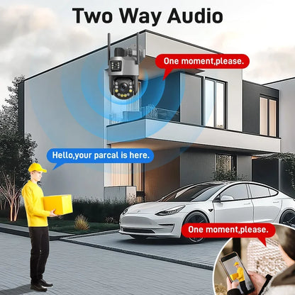 Cámara PTZ de 8 MP con zoom 50x, Wi-Fi, doble lente, 4K, zoom 20x, cámara de vigilancia exterior, visión infrarroja de largo alcance (120 m), compatible con ONVIF.