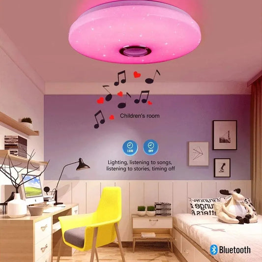 Lámparas de techo modernas RGB con atenuación, iluminación para el hogar mediante aplicación, Bluetooth y música, 52 W (36 W), luces de techo inteligentes con control remoto, 220 V CA