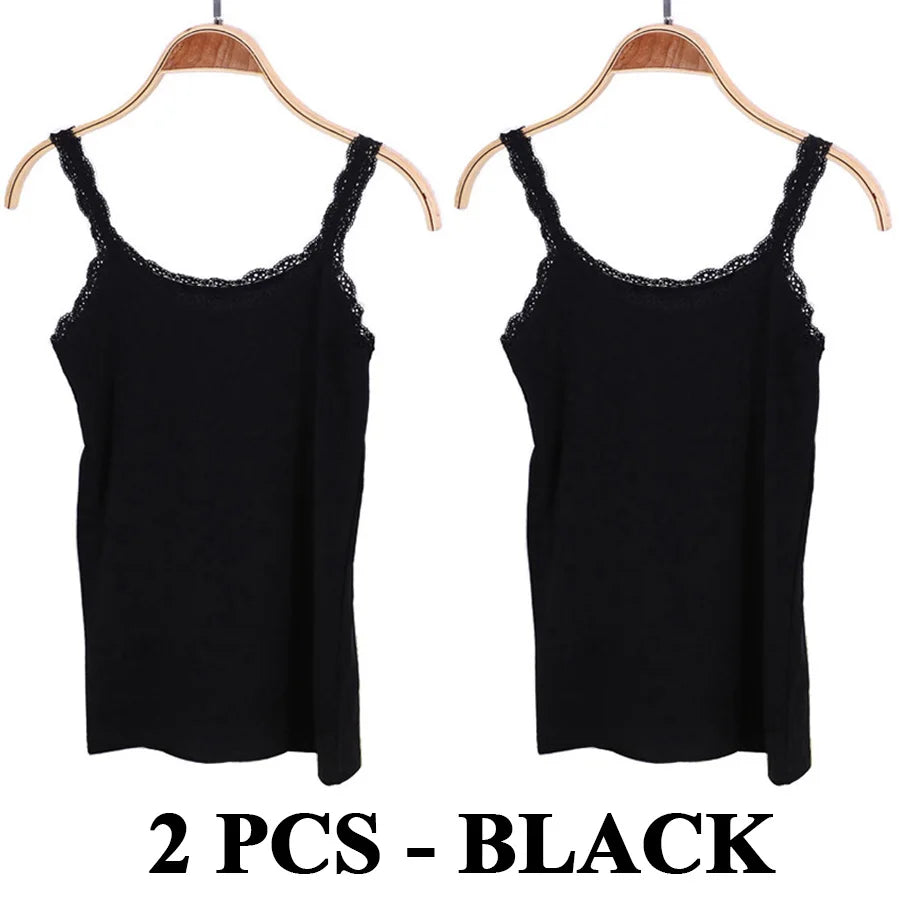 Camisola sexy de algodón suave para mujer, sin mangas, de encaje, ajustada, informal, corta, con encanto, ideal como regalo