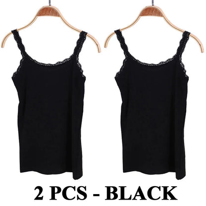 Camisola sexy de algodón suave para mujer, sin mangas, de encaje, ajustada, informal, corta, con encanto, ideal como regalo