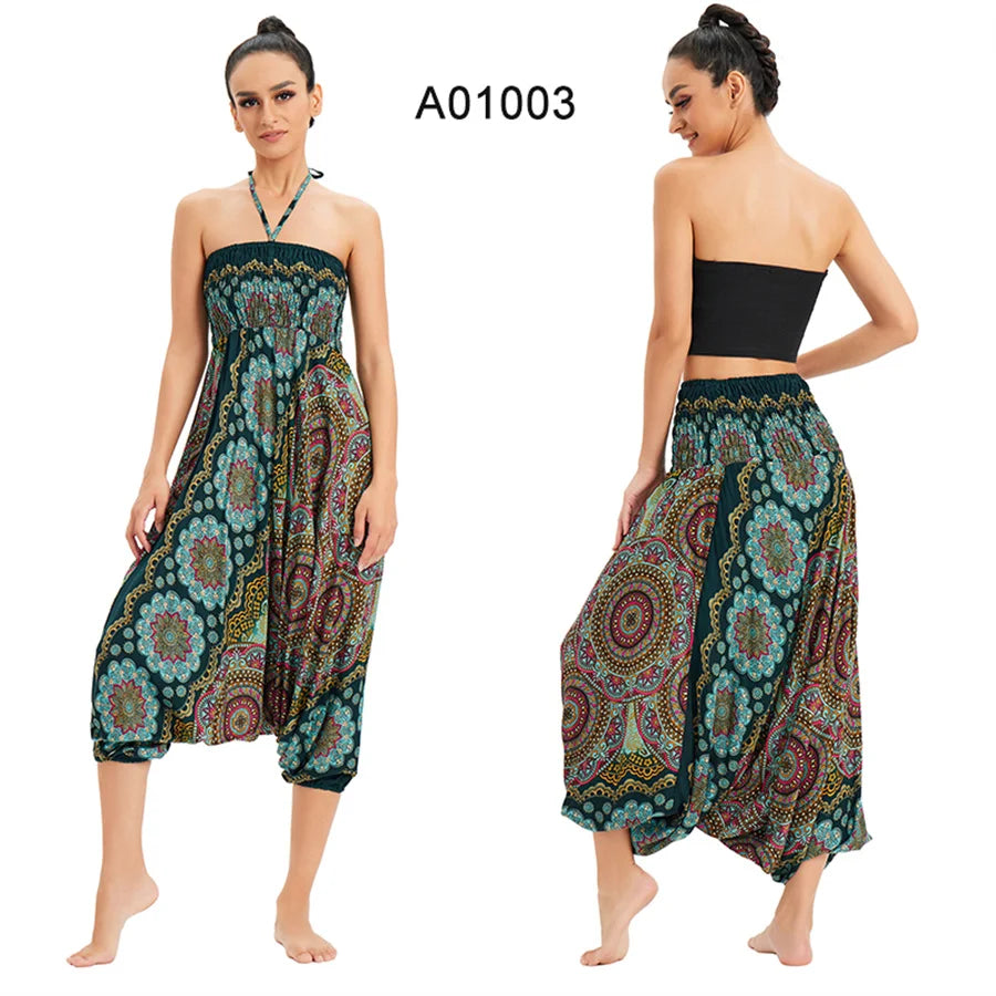 Bohemian Pants Women Pantalones Mujer Hippie High Waist Rayon Harem Baggy Boho Yoga Beach Wear Pour Femme Calca Feminina Printed