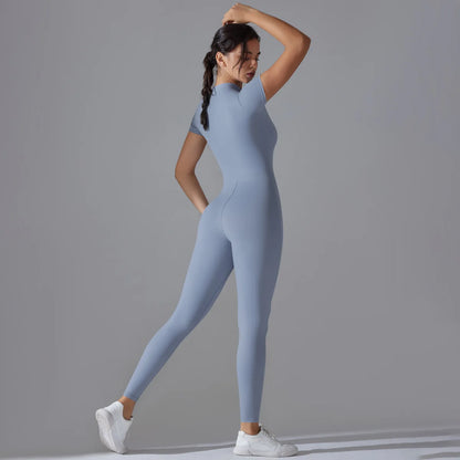 Women Zipper Bodysuits Fitness Sports Bodysuit Yoga Suit Breathable Quick Drying Sports Yoga Clothing Women Gym Push Up Workout