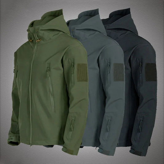 Chaquetas militares de piel de tiburón, de caparazón blando, para hombre, tácticas, a prueba de viento, impermeables, de combate, con capucha.