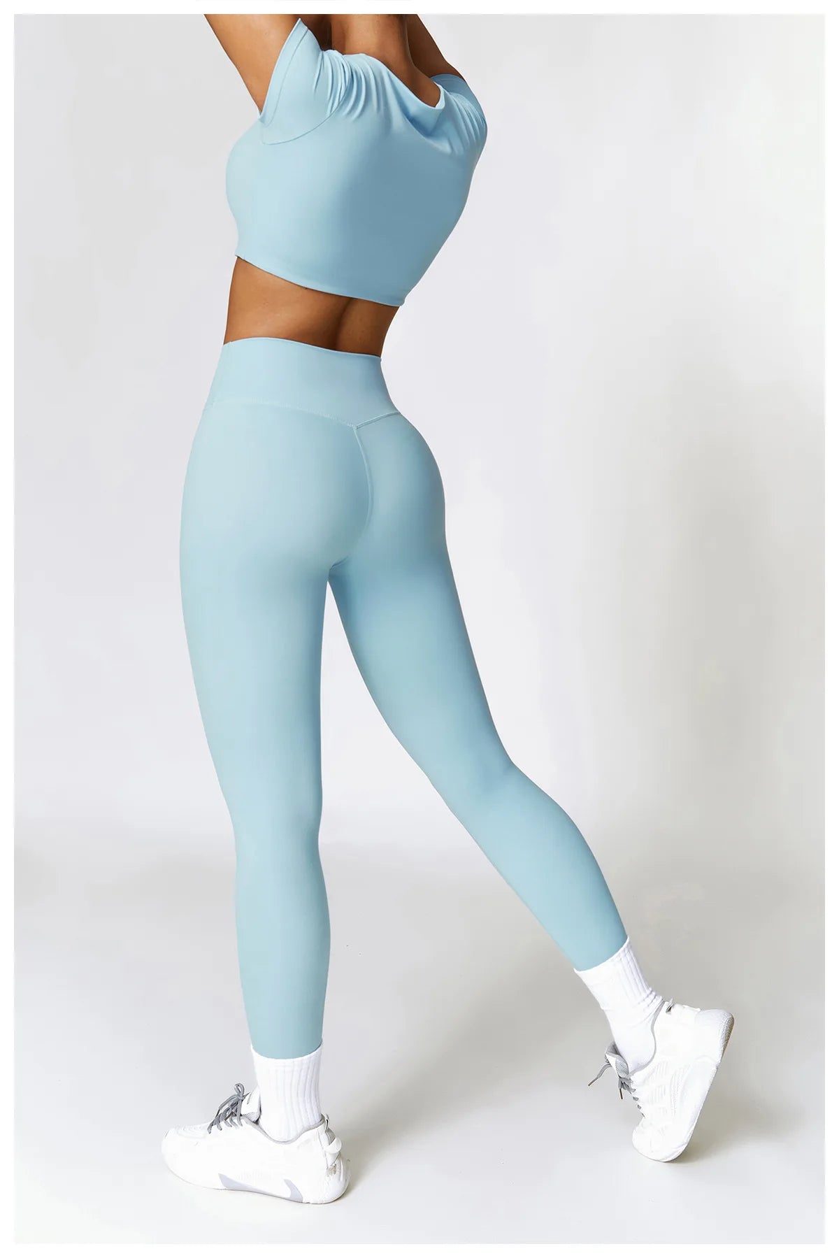 2PCS Seamless Yoga Set Women Workout Set Sportswear Gym Clothing Fitness Long Sleeve Crop Top High Waist Leggings Sports Suits