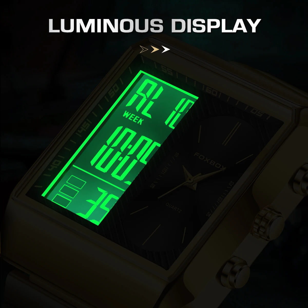 LIGE - Reloj digital cuadrado de moda para hombre, informal, deportivo, resistente al agua, de cuarzo, cronógrafo de lujo de la mejor marca FOXBOX