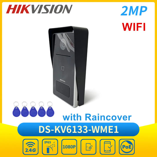 Videoportero inalámbrico Hikvision DS-KV6133-WME1 con conexión Wi-Fi y protección contra la lluvia.