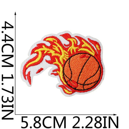 Emblema de baloncesto deportivo, accesorios de ropa, insignia, pegatina bordada, parches termoadhesivos