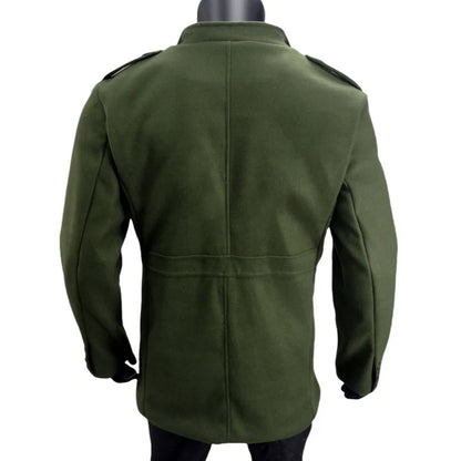 Nueva moda masculina: elegante cortavientos de otoño/invierno, abrigo de lana con doble cuello, chaquetas de lana para hombre de mediana edad, estilo ejecutivo.