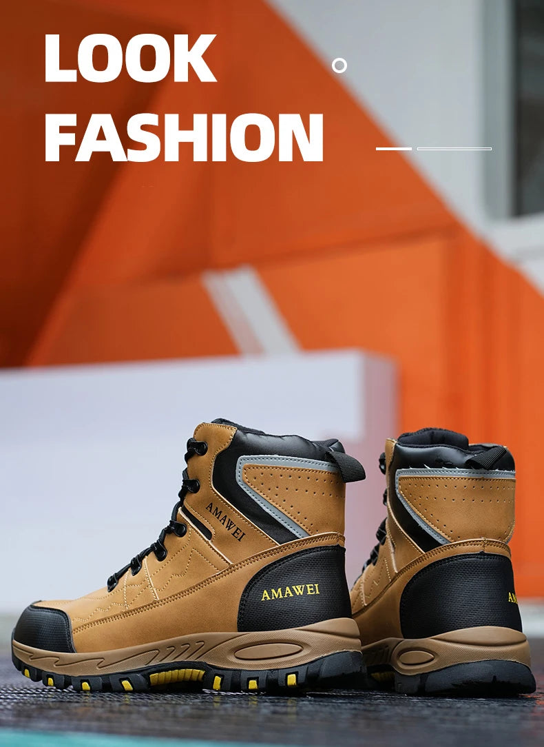 Botas de seguridad para hombre, con punta de acero, antiperforación, anticaídas, indestructibles, antideslizantes, impermeables