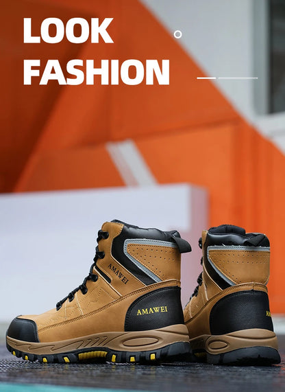 Botas de seguridad para hombre, con punta de acero, antiperforación, anticaídas, indestructibles, antideslizantes, impermeables