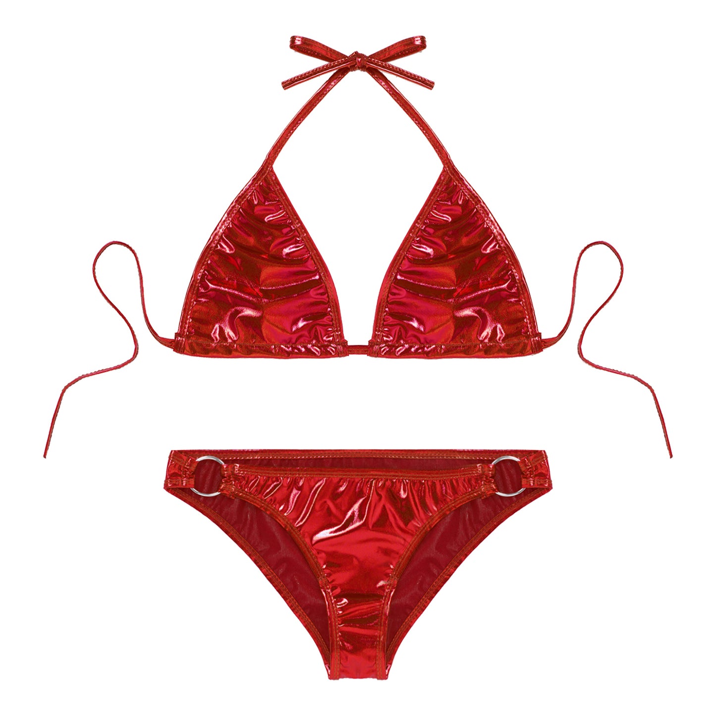 Women's Metallic Shiny Bikini Fashion Set Swimwear Pool Party Bathing Suit Top + Bottom Beachwear Women Swimsuit 2022 New