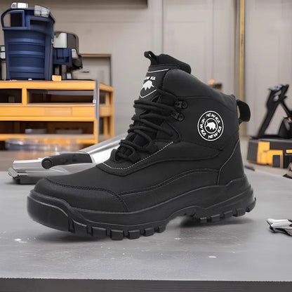 Nuevos zapatos de seguridad de moda, de caña alta, antiaplastamiento y antiperforación, con puntera de acero, resistentes al desgaste, para trabajo, calzado de protección para hombre.