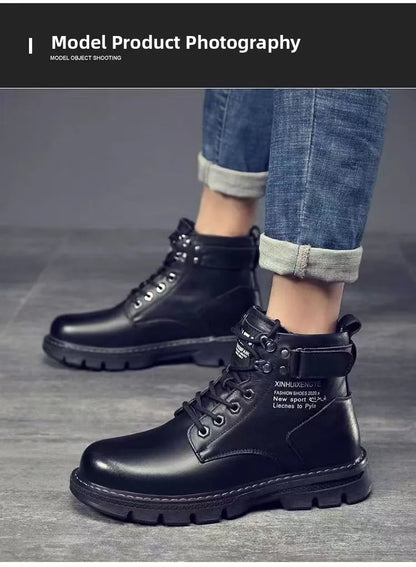 Botas de hombre de piel suave con forro interior, informales, para otoño e invierno, de alta calidad, versátiles, cómodas y que combinan con todo.