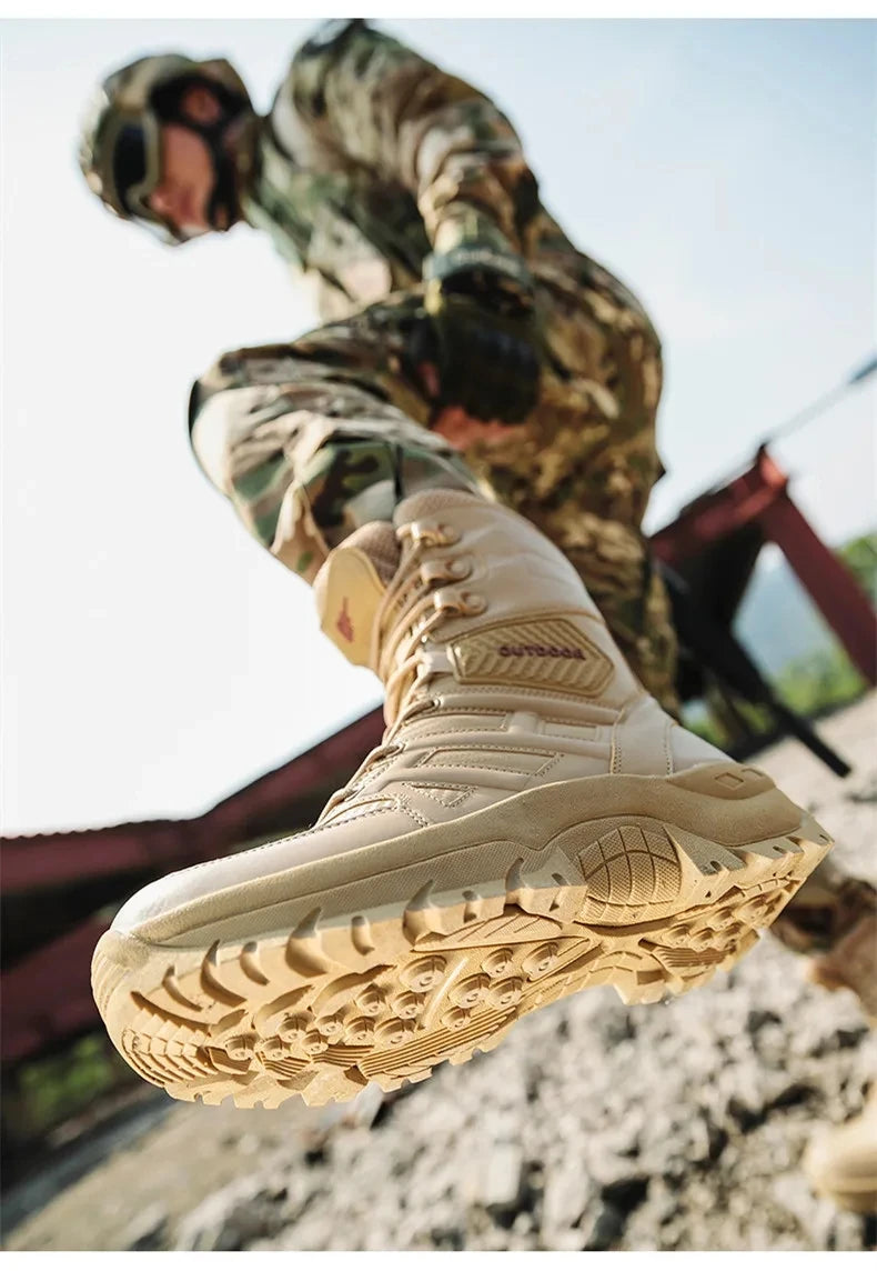 Botas altas de piel para hombre de alta calidad, transpirables, estilo desértico, ideales para actividades al aire libre. Botines antideslizantes para senderismo.