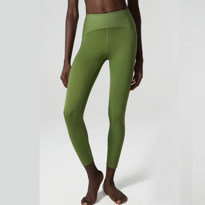 Pantalones de yoga para mujer, sensación de desnudez, alta elasticidad, nailon, cintura alta, leggings deportivos, realce, para correr, gimnasio, ropa deportiva femenina.