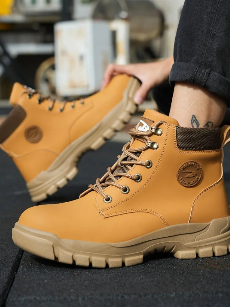 Zapatos con puntera de acero para hombre y mujer, zapatillas ligeras con puntera de acero antiaplastamiento, botas de trabajo indestructibles, calzado de seguridad para la construcción.