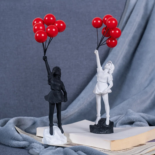 Decoración del hogar, decoración de la habitación, escultura creativa de globo de amor para niña, adornos abstractos modernos para el hogar, escritorio, estudio, oficina.