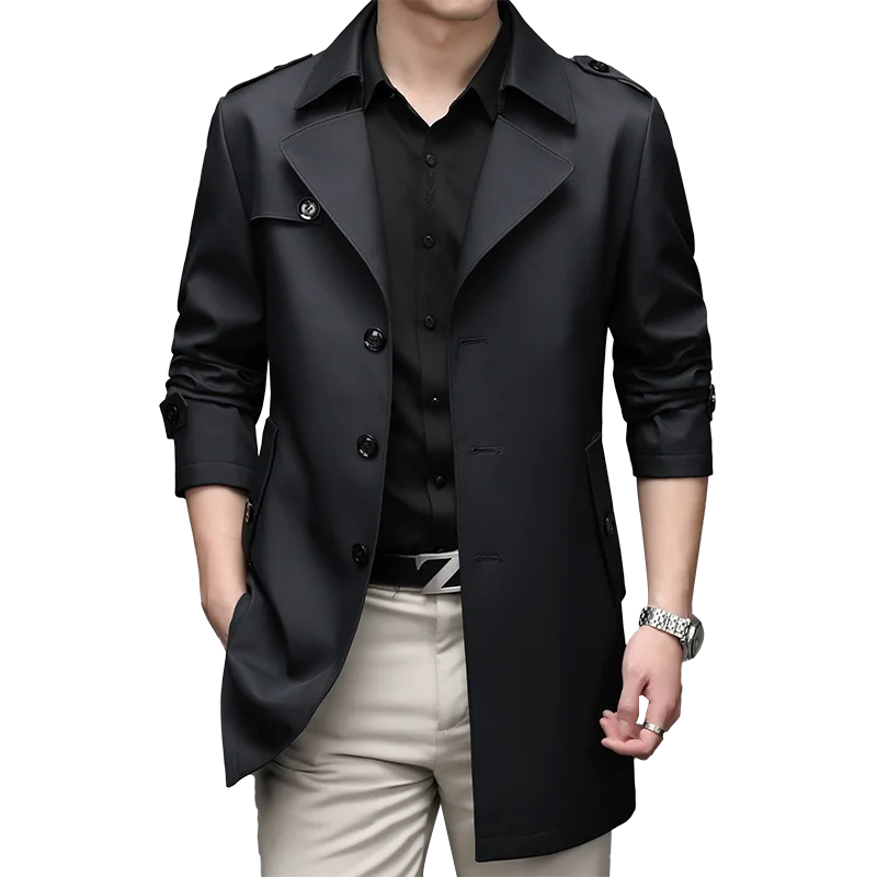 Gabardina de hombre, estilo casual o de negocios, ideal para otoño. Chaqueta larga estilo británico, versátil y con cuello de traje. Nueva prenda urbana.