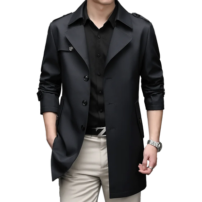 Gabardina de hombre, estilo casual o de negocios, ideal para otoño. Chaqueta larga estilo británico, versátil y con cuello de traje. Nueva prenda urbana.