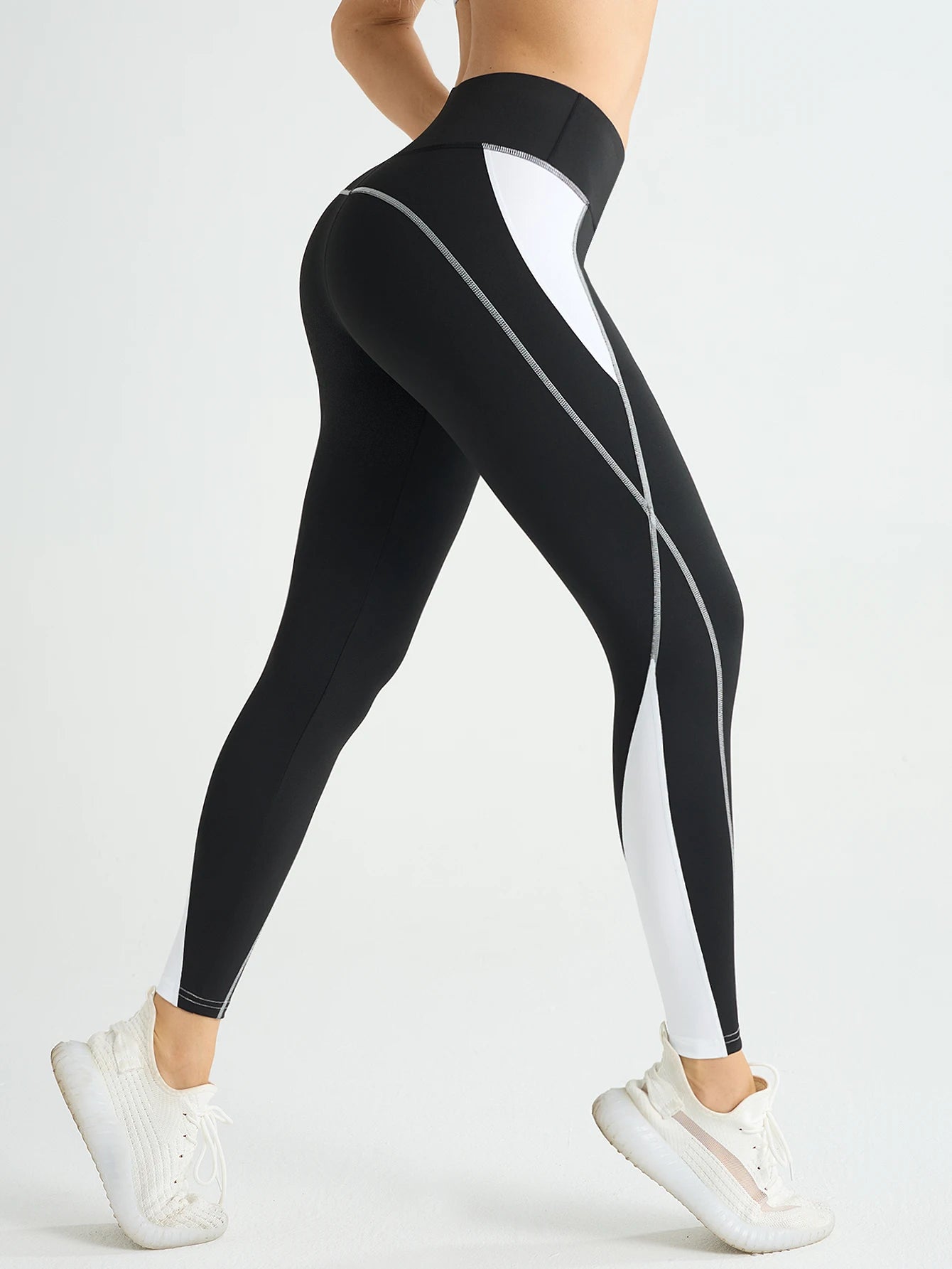 Leggings de yoga multicolor de cintura alta con diseño moldeador de abdomen, ideales para gimnasio, deportes y correr. Pantalones de yoga elásticos en cuatro direcciones.
