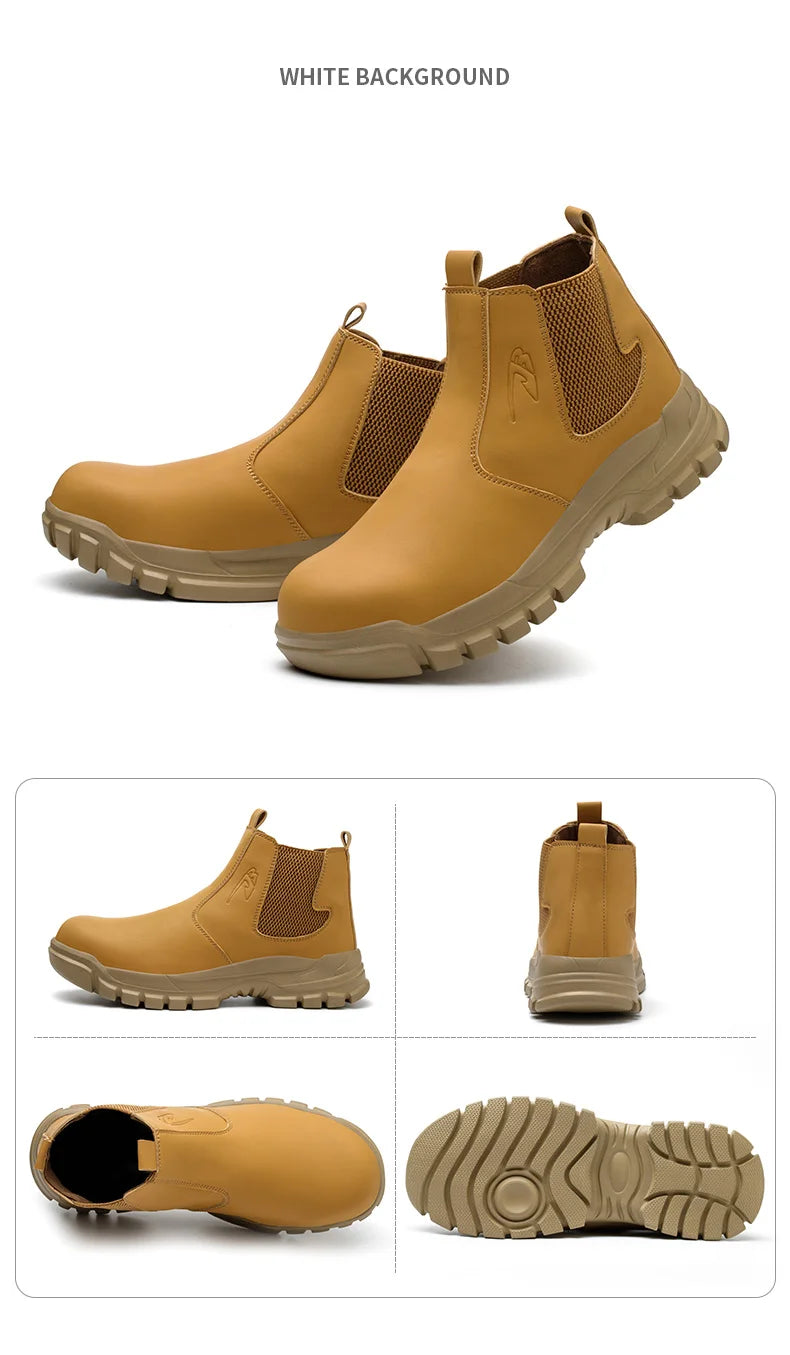 Botas de seguridad de caña alta para hombre, zapatos de seguridad impermeables con punta de acero, zapatos de soldador para construcción, zapatos de trabajo protectores, talla 47 48