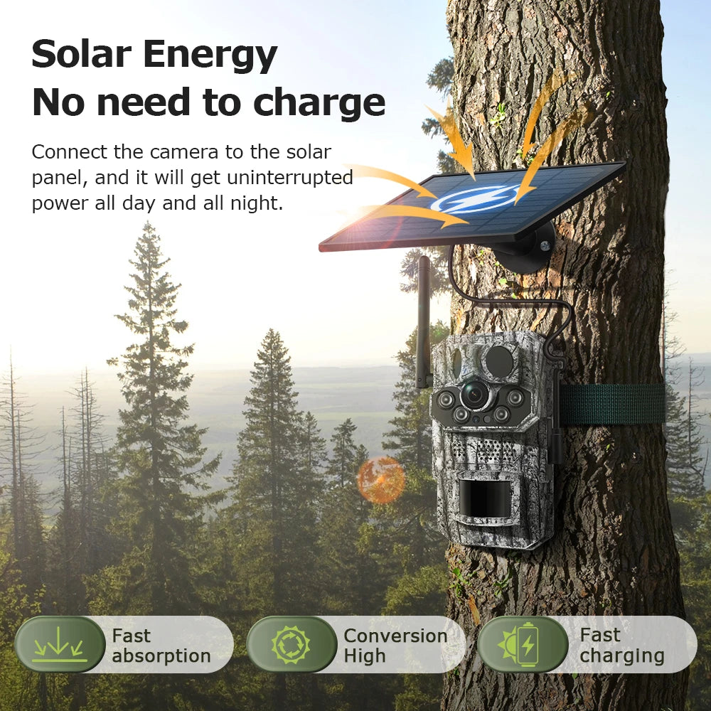 Cámara de rastreo celular Ucon 4G LTE de 5 MP con energía solar, sensor PIR activado por movimiento, tiempo de disparo de 0,2 s, visión nocturna, para caza de vida silvestre.