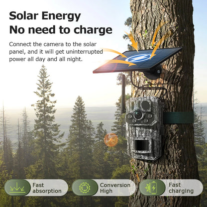 Cámara de rastreo celular Ucon 4G LTE de 5 MP con energía solar, sensor PIR activado por movimiento, tiempo de disparo de 0,2 s, visión nocturna, para caza de vida silvestre.