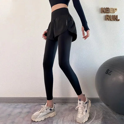 Pantalones deportivos de gimnasio para mujer, mallas de entrenamiento de yoga de cintura alta, faldas, leggings, ropa deportiva para correr, tenis, secado rápido.