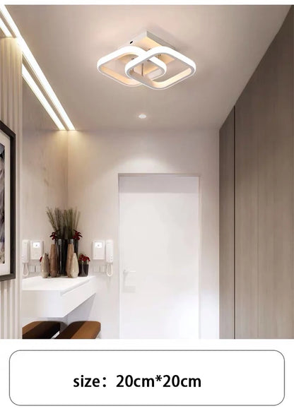 Lámpara de techo LED moderna de 2 anillos con diseño creativo. Ideal para interiores: pasillo, balcón, oficina.