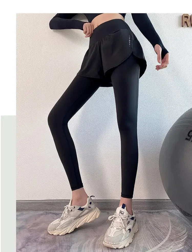 Pantalones deportivos de gimnasio para mujer, mallas de entrenamiento de yoga de cintura alta, faldas, leggings, ropa deportiva para correr, tenis, secado rápido.