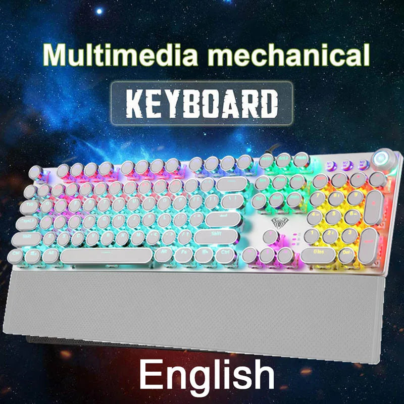 Teclado mecánico para juegos AULA F2088 de 104 teclas con cable, retroiluminado, de metal, anti-efecto fantasma, inglés, hebreo, ruso, español, árabe y coreano.