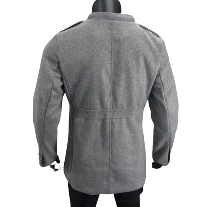 Nueva moda masculina: elegante cortavientos de otoño/invierno, abrigo de lana con doble cuello, chaquetas de lana para hombre de mediana edad, estilo ejecutivo.