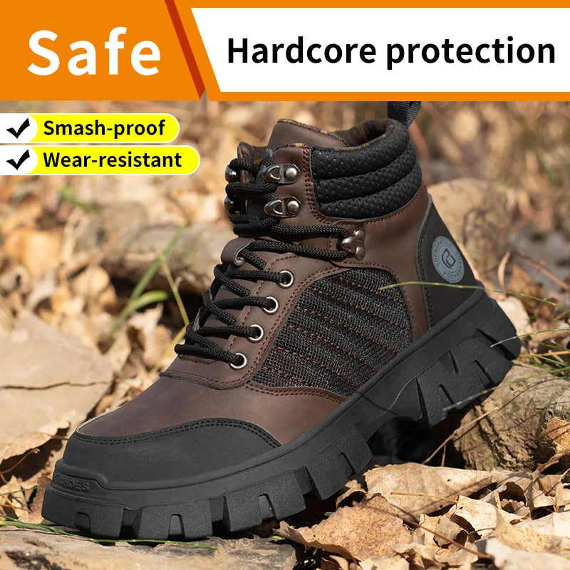 Zapatos de seguridad con puntera de acero para hombre, botas de trabajo indestructibles, zapatos de seguridad ligeros, zapatillas protectoras para caminar, antiaplastamiento y antipinchazos.