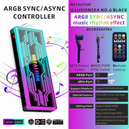 METALFISH Divisor de ventilador ARGB con PWM de 4 pines para refrigeración de ordenador, radiador de CPU SYNC, tira de luces LED de 5 V y 3 pines, mando a distancia